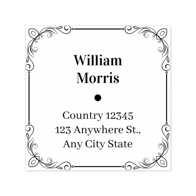 Carimbo Auto Entintado Botanical Square Custom Address Stamp (Design)