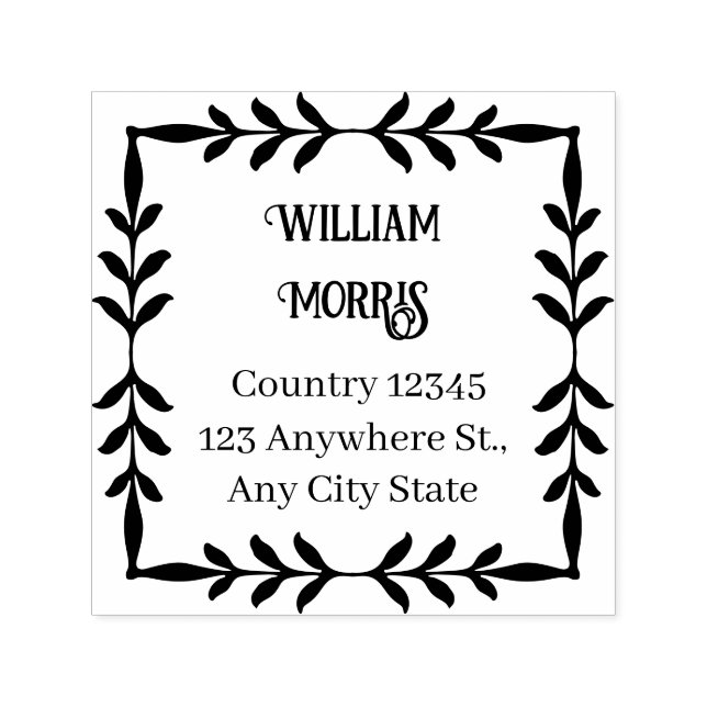 Carimbo Auto Entintado Botanical Square Custom Address Stamp (Design)