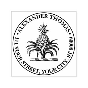 Carimbo Auto Entintado Brasão Crest Pineapple Heráldico Preppy