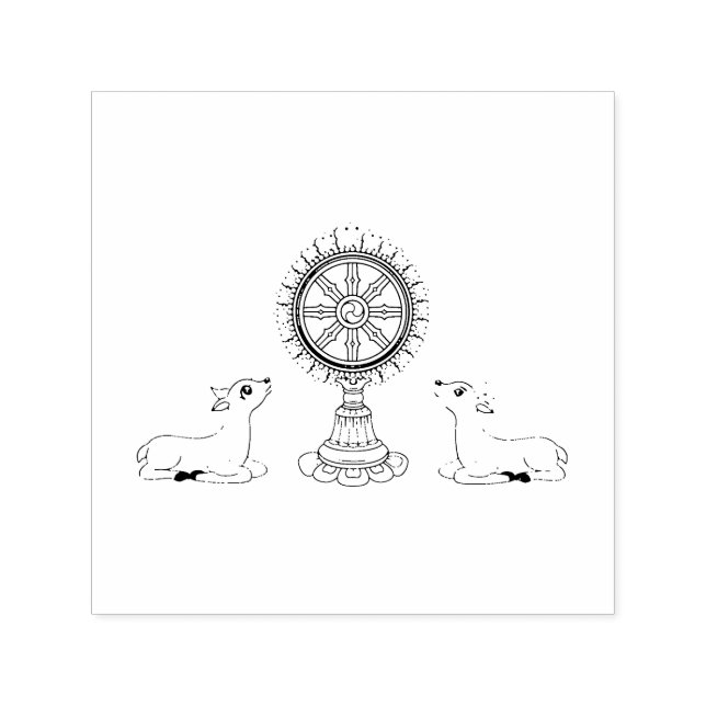 Carimbo Auto Entintado Buda Dharma Wheel & Deers Autocolante (Design)