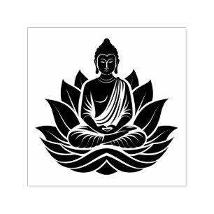 Carimbo Auto Entintado Buda Meditando na Posição de Lótus #1B Imagem Apen