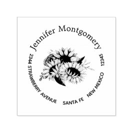 Carimbo Auto Entintado Buquê de girassol fresco e verdugo