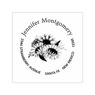 Carimbo Auto Entintado Buquê de girassol fresco e verdugo