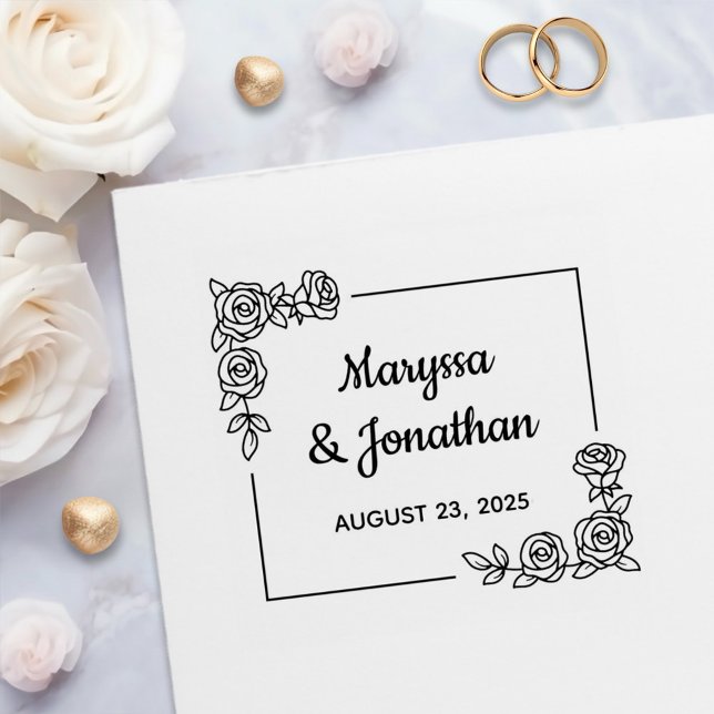 Carimbo Auto Entintado Buquê Rosa de Flores do Canto Aniversário de Casam (Criador carregado)