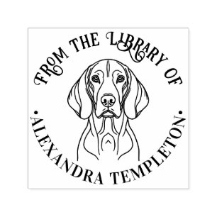 Carimbo Auto Entintado Cabeça de cachorro Vizsla fofa Nome do livro da bi