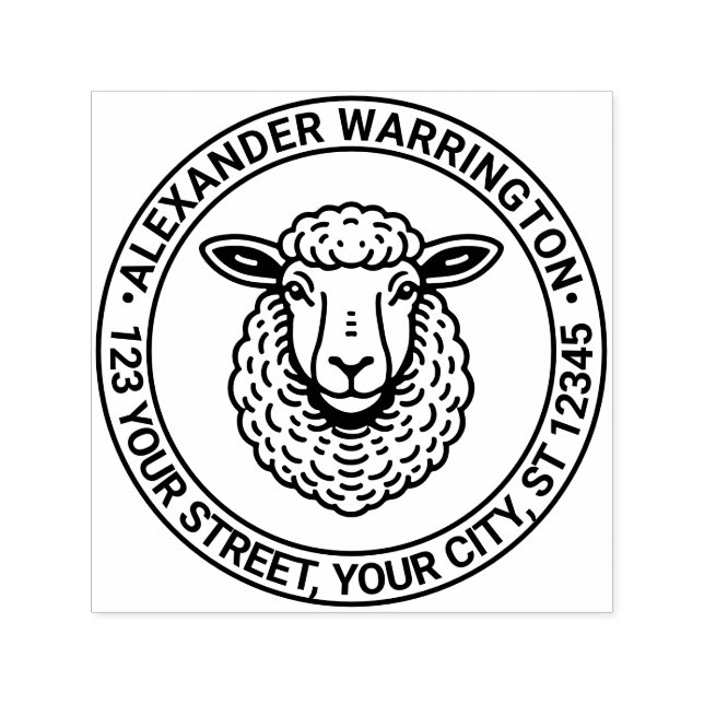 Carimbo Auto Entintado Cabeça de Ovelha Rústica Nome Endereço de Devoluçã (Design)