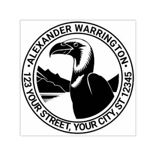 Carimbo Auto Entintado Cabeça Majestosa de Condor #5 Nome Endereço de Dev