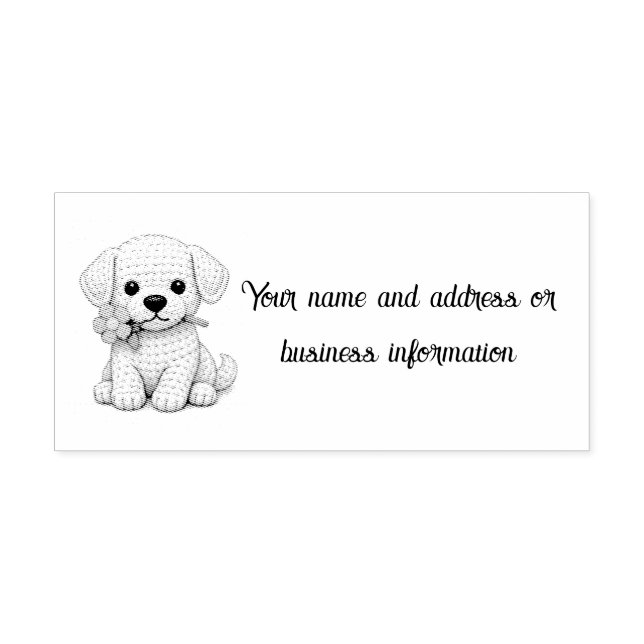 Carimbo Auto Entintado  Cachorrinho Branco com Flor (Design)