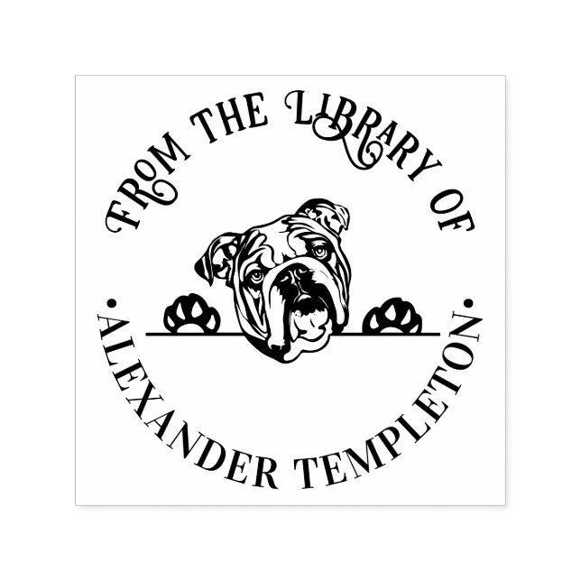 Carimbo Auto Entintado Cachorro Bulldog Inglês Face Redonda Nome do Livro (Design)