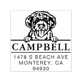 Carimbo Auto Entintado Cachorro de Água em Português, Endereço Personaliz