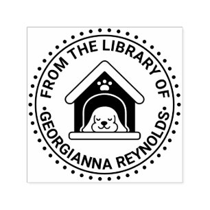 Carimbo Auto Entintado Cachorro Dormindo na Biblioteca da Casa de Cachorr