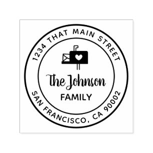 Carimbo Auto Entintado Caixa de Correio com Coração, Endereço de Devoluçã