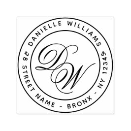 Carimbo Auto Entintado Caligrafia Elegante do Endereço de Retorno Monogra