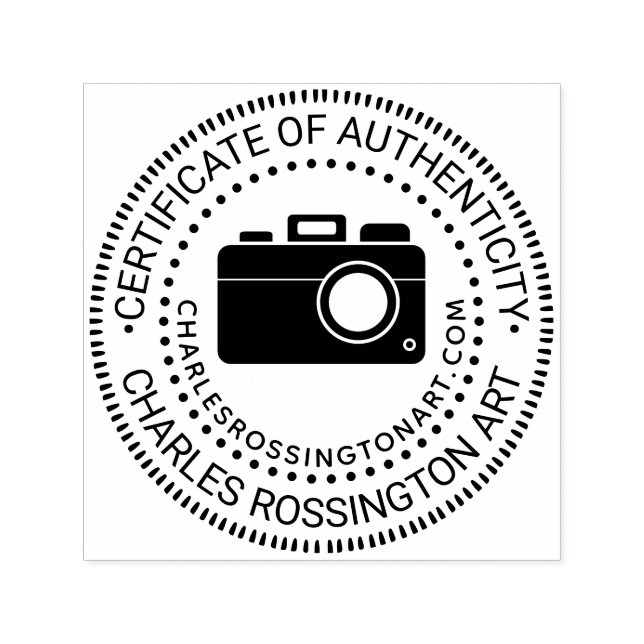 Carimbo Auto Entintado Câmera #2 “Certificado de Autenticidade” Nome URL (Design)