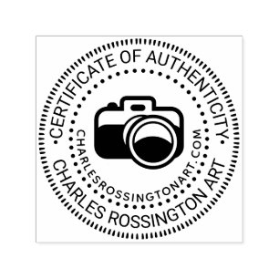 Carimbo Auto Entintado Câmera #3 “Certificado de Autenticidade” Nome URL