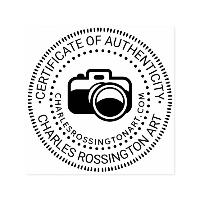 Carimbo Auto Entintado Câmera #3 “Certificado de Autenticidade” Nome URL (Design)