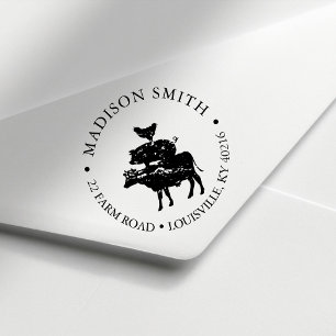 Carimbo Auto Entintado Campo Russo de Animais de Criação Empilhados