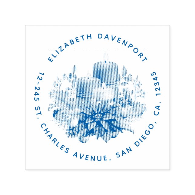 Carimbo Auto Entintado Candle Centerole com Flor de Poinsettia (Design)