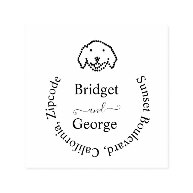 Carimbo Auto Entintado cão giro e volta redonda endereço preto (Design)