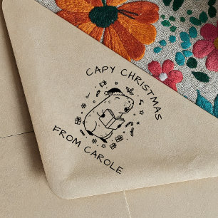 Carimbo Auto Entintado Capybara Christmas Carol Rubber Stamp Gift Engraça