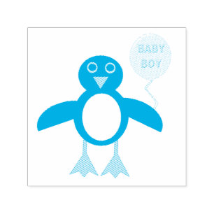 Carimbo Auto Entintado Carneiro Azul-Bonito Carneiro Pinguim Autocolante