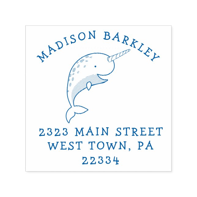 Carimbo Auto Entintado Carneiro de Retorno de Baleia Cuta de Narwhal (Design)