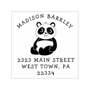 Carimbo Auto Entintado Carneiro Panda Bear Kid's Cute Return Address Stam