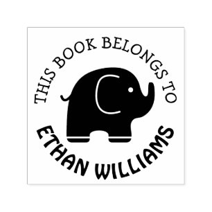 Carimbo Auto Entintado Cartaz De Elefante Este Livro Pertence A