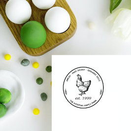 Carimbo Auto Entintado Cartonagem de Ovo com Fazenda da Família Clássica 