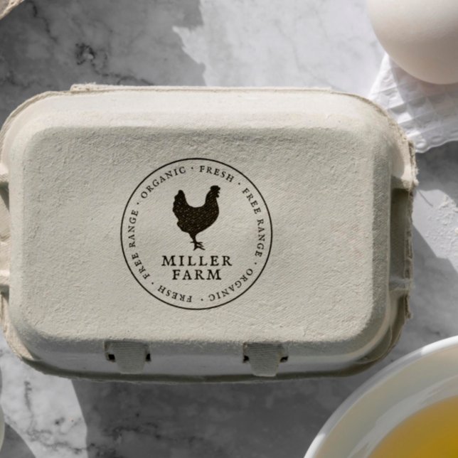 Carimbo Auto Entintado Cartonagem de ovos de Fazenda de frango pertencent (Rubber Stamp Mock-up)