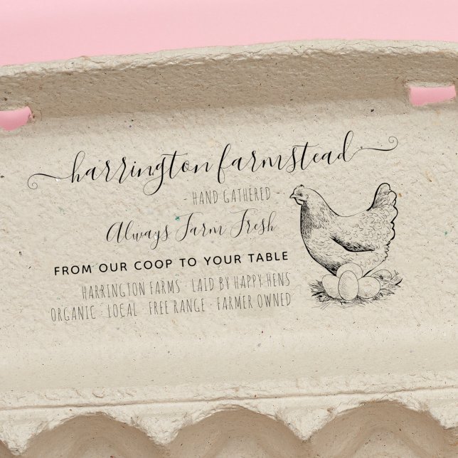 Carimbo Auto Entintado Cartonagem de Ovos Frescos de Fazenda da Família R (Criador carregado)