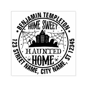 Carimbo Auto Entintado Casa Assombrada Aranha Teias Nome Endereço