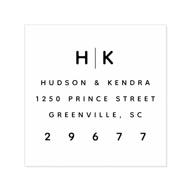 Carimbo Auto Entintado Casais Modernos Endereço de Devolução Monograma de (Design)