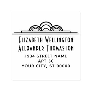 Carimbo Auto Entintado Casal Art Deco Dois Nome 3 Endereço Ret Embosser