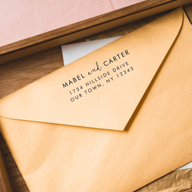 Carimbo Auto Entintado Casal de Casamento Simples Elegante Moderno Minima (Criador carregado)