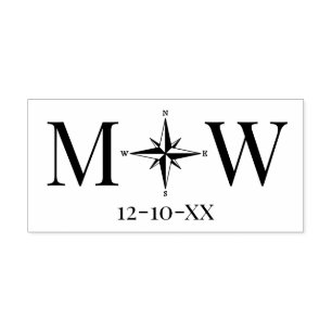 Carimbo Auto Entintado Casal De Rosa De Compass Casamento 2 Monograma Ini