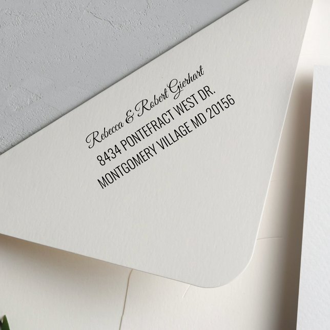 Carimbo Auto Entintado Casal de Script Endereço de Retorno Pessoal do Off (Modern Return Address Self-Inking Rubber Stamp)