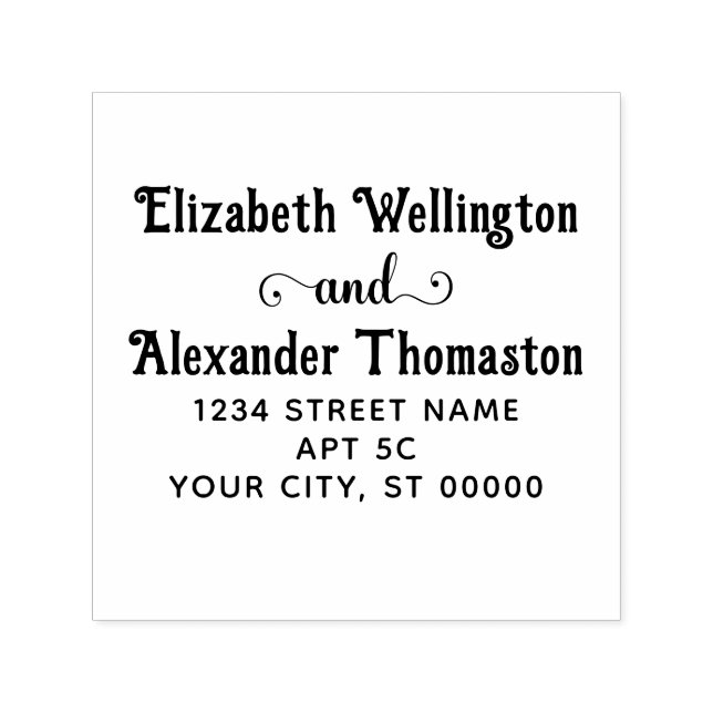 Carimbo Auto Entintado Casal Dois Nome Rico "e" Nº 2 Endereço de Devoluçã (Design)