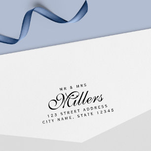 Carimbo Auto Entintado Casal Elegante Sr e Sra Sobrenome Residencial Ende