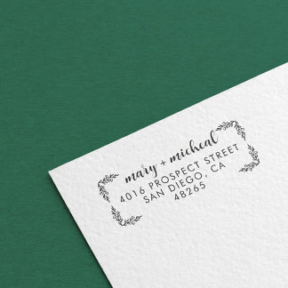 Carimbo Auto Entintado Casal Wedding Return Address Elegante Minimalista