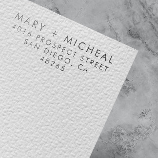 Carimbo Auto Entintado Casal Wedding Return Address Elegante Minimalista