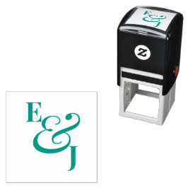 Carimbo Auto Entintado Casamento Ampersand Minimalista Verde | Moderno