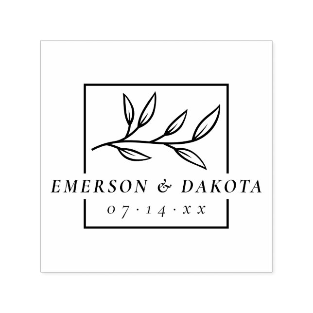 Carimbo Auto Entintado Casamento Botânico Moderno Personalizado | Salvar  (Design)