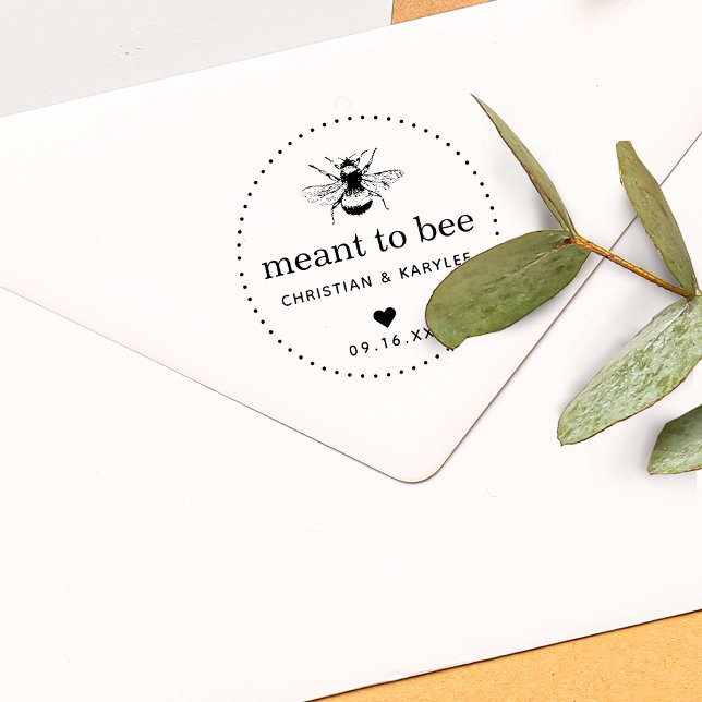 Carimbo Auto Entintado Casamento Casado Abelha (Meant To Bee Wedding Self-inking Stamp)