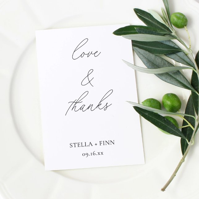 Carimbo Auto Entintado Casamento com Letra Moderna Love & Thanks (Modern Script Love & Thanks Wedding Self-inking Stamp)