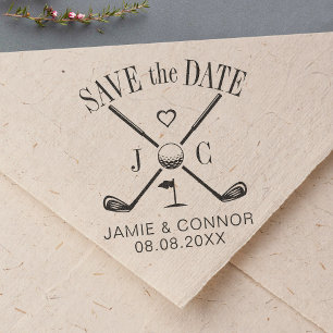 Carimbo Auto Entintado Casamento de Golf Let's Par-Tee Salve a Data