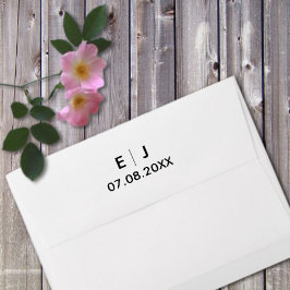 Carimbo Auto Entintado Casamento de Monograma Branco e Preto