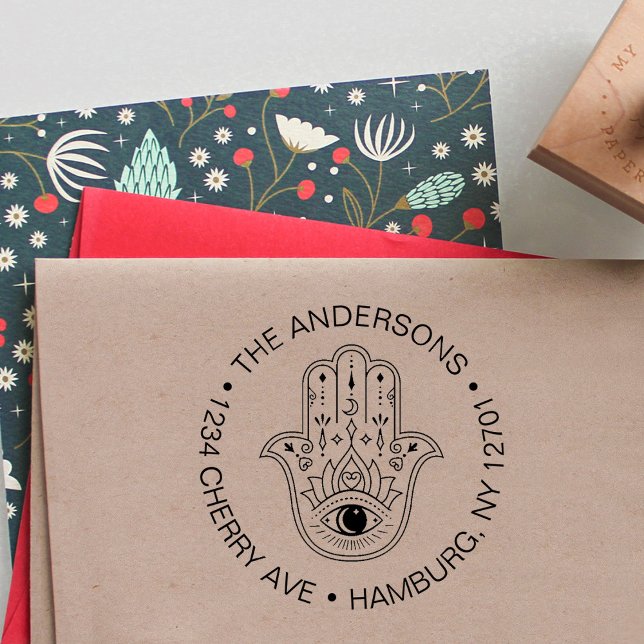 Carimbo Auto Entintado Casamento Familiar de Proteção Ocular da Hamsa Mau (Criador carregado)