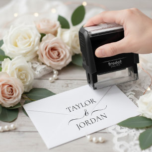 Carimbo Auto Entintado Casamento Minimalista Moderno Nome Personalizado 