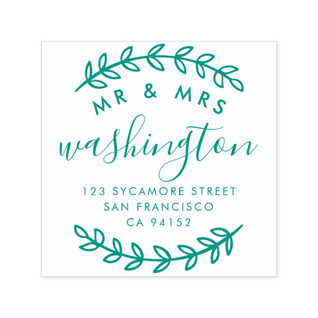 Carimbo Auto Entintado Casamento Personalizado | Endereço de Sr. e Sra. R (Design)